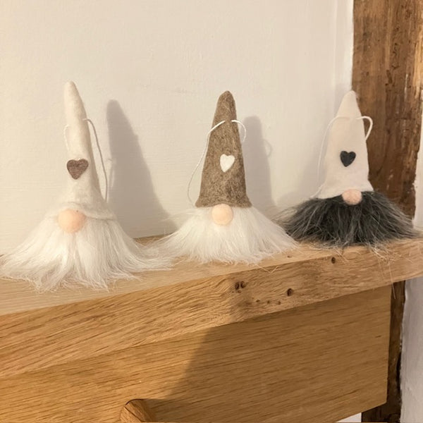 The Heart Hat Gonks are fabulous Christmas tree decorations