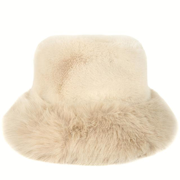 The Bianca Hat Cream is a stunning on trend faux fur bucket hat