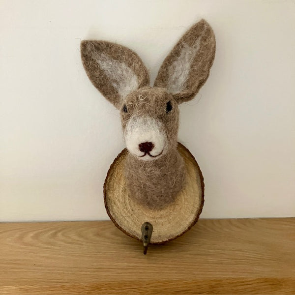The Felt 'Rae Rabbit' Hook is a fabulously fun and cosy home decor accessory