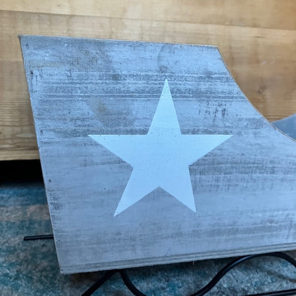Scandi Star Grey Wooden Sleigh Decoration