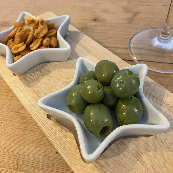 2 Star Dishes on Mini Bamboo Board