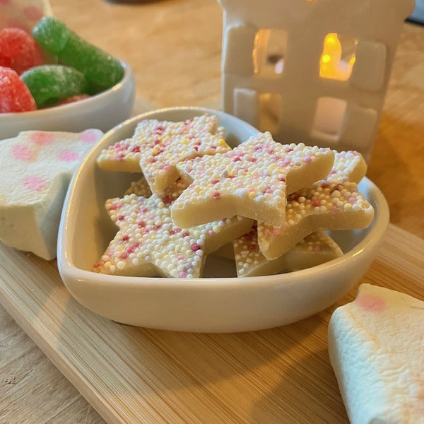 2 Heart Dishes on Mini Bamboo Board