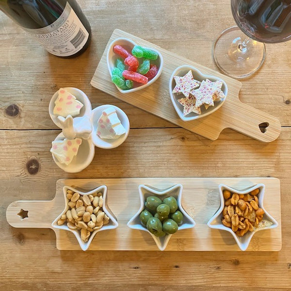 2 Star Dishes on Mini Bamboo Board