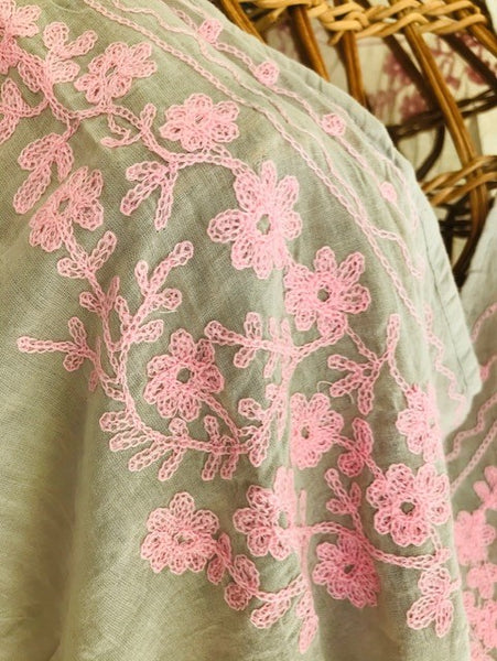 Fleurie Kaftan - Taupe & Pink