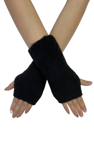 Jenn Boucle Knitted Wrist Warmers Black