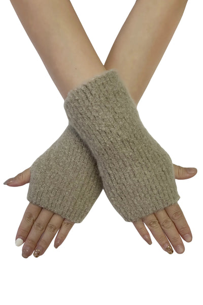 Jenn Boucle Knitted Wrist Warmers Ecru