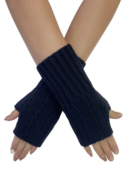 Agnes Knitted Wrist Warmer Gloves Navy