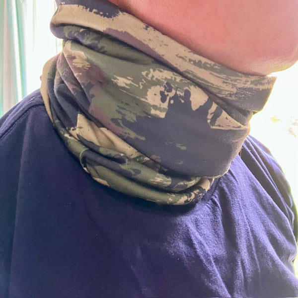 Abella Snood Camo is an ideal alternative to a scarf for outdoor adventurers
