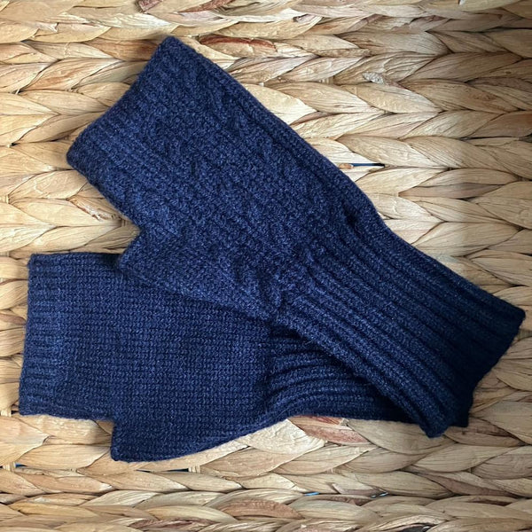 Agnes Knitted Wrist Warmer Gloves Navy are a super stylish and cosy fingerless gloves