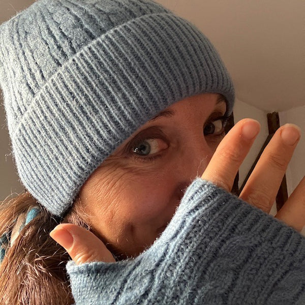 The Agnes Hat & Fingerless Gloves are super soft and cosy