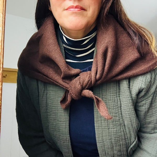 The Aida Scarf Brown is an on trend triangle shape scarf