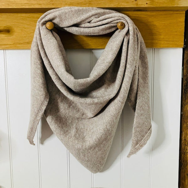 The Aida Scarf Natural can be worn 3 ways to keep you cosy and warm