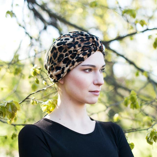 Althea Chemo Turban Leopard Print hat for hair loss