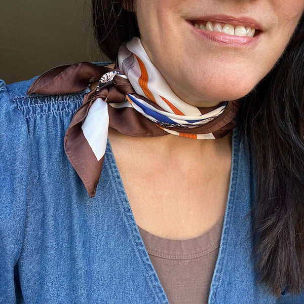 The Babar Scarf is an ideal accessory to pick out colours in your outfit to match with your scarf