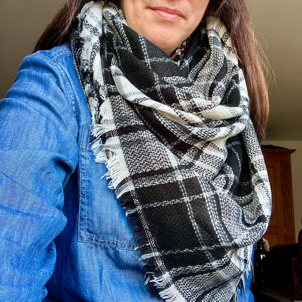 The Bonnie Scarf plaid, tartan pattern complements most outfits and can be worn in multiple ways