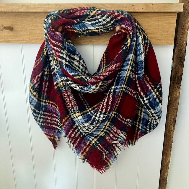 The Bonnie Scarf Burgundy Red is a fabulous blanket scarf ideal for wrapping up in, all snug and warm, on cold chilli days
