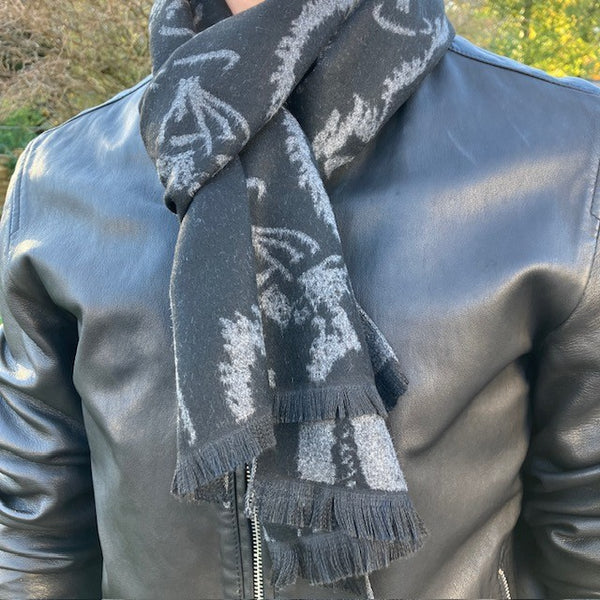 Botanic Scarf is effortlessly stylish in this versatile black and grey colour