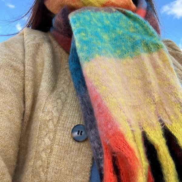 The Bowie Scarf is a fabulous, on-trend large check statement scarf that is super soft and cosy