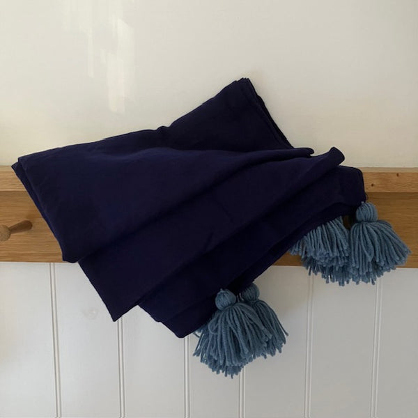 The Camilla Scarf Navy is a wonderfully soft and cosy scarf with fabulous oversized tassels