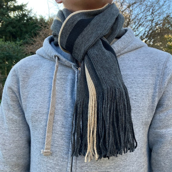 Our Charlie Scarf Grey makes the perfect cosy gift for adults and teens alike 