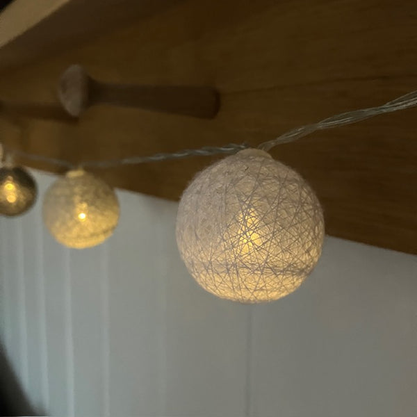 Cotton Ball String LED Light garland give a cosy glow and warm light