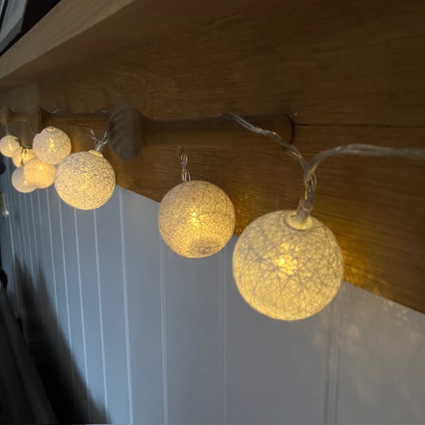 Cotton Ball String LED Light garland give a warm cosy glow