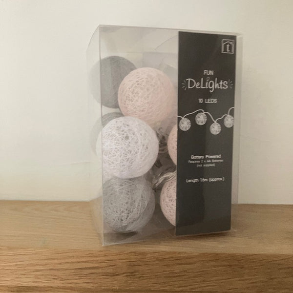 Cotton Ball String LED Light garland Boxed