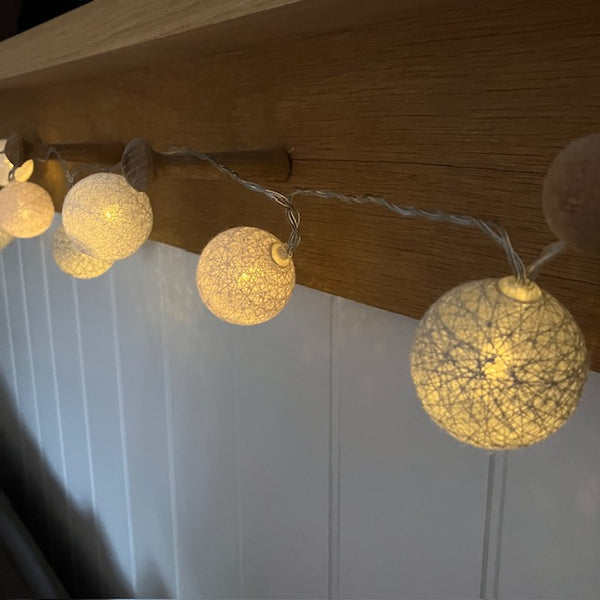 Cotton Ball String LED Light garland give a warm cosy glow