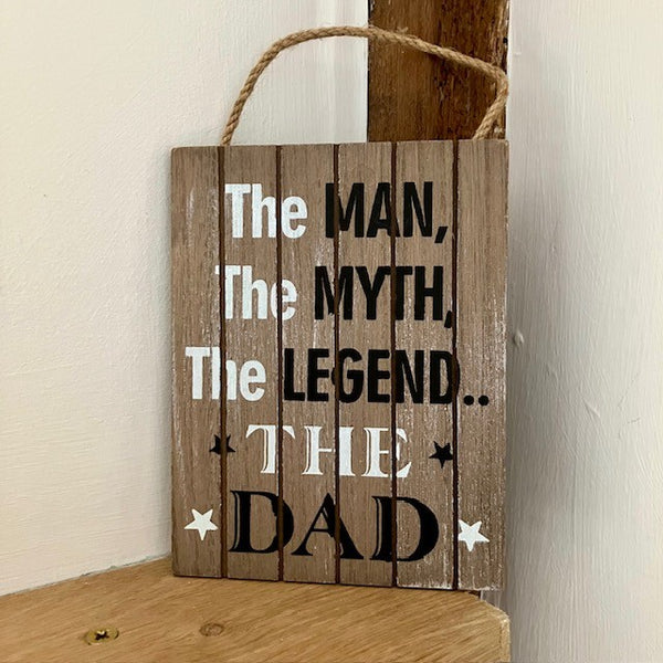 Small wooden 'Dad Legend' Sign is the perfect cosy gift for a special Dad