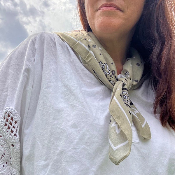 The Dolly Scarf has a country and western style in the on trend cowgirl theme