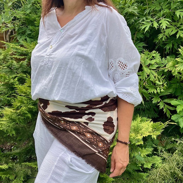 Can be worn as a sarong or as a shawl
