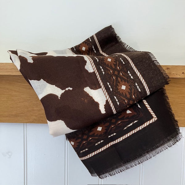 Fabulous cow hide style print with bold Aztec pattern border