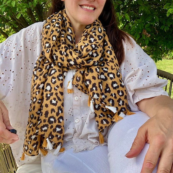 The Elora Scarf Camel can be worn as a sarong or wrap in the summer months