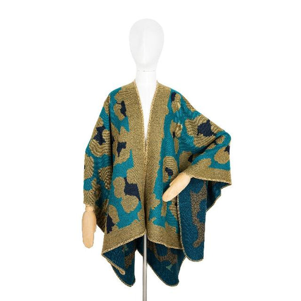 The Etta Cape Olive & Teal is an absolutely stunning leopard print accessory