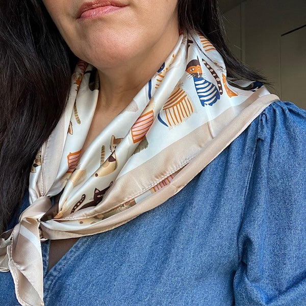 The Faeleen Scarf Champagne is ideal for styling into the on-trend triangle tied scarves.