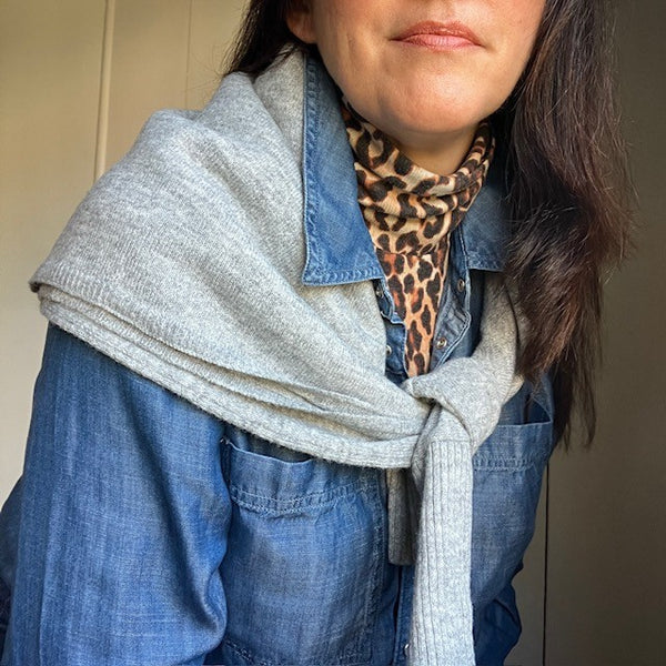 The Floella Poncho can also be folded and worn as a triangular on-trend over the shoulder small scarf