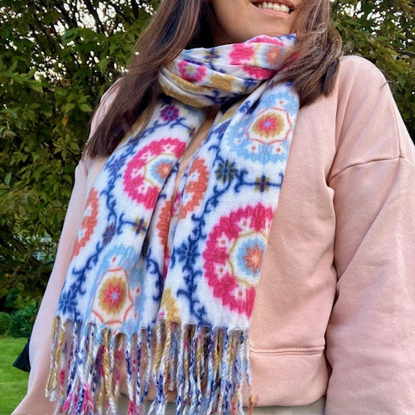The Flossie Scarf is super soft and will keep the wearer cosy and warm