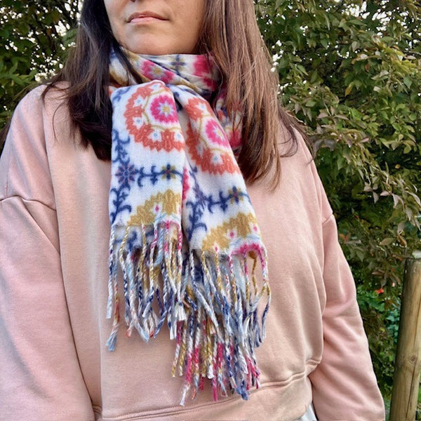 The Flossie Scarf is a wonderful accessory to keep you warm and cosy