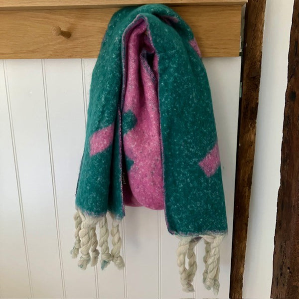 The Frida Scarf Green & Pink is a wonderfully soft, on-trend large statement scarf that will add warmth and character to any outfit