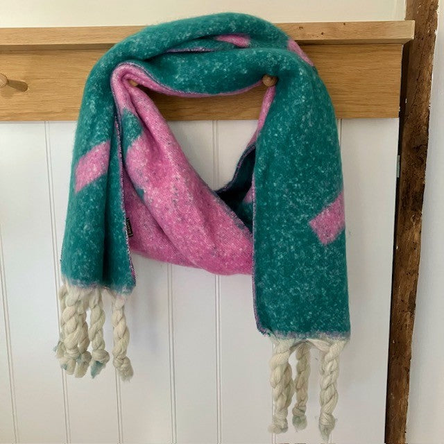 The Frida Scarf Green & Pink is a wonderfully soft, on-trend large statement scarf that will add warmth and character to any outfit