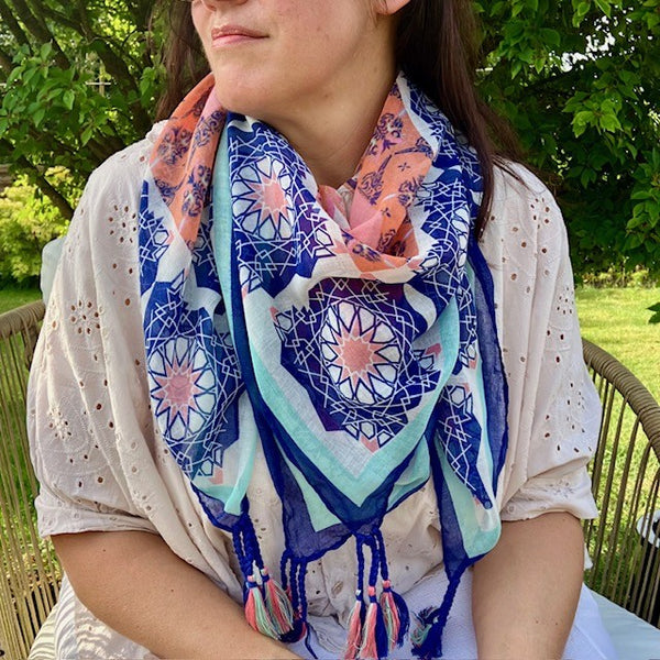 The Fuji Scarf is a lovely light weight scarf that is ideal for the warmer months