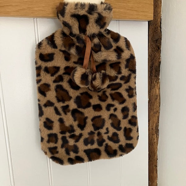 The Cosy Leopard Print Hot Water Bottle Rich Brown will have your warm and cosy in no time