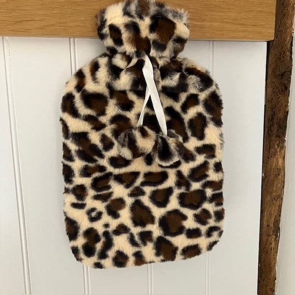 The Cosy Leopard Print Hot Water Bottle Cream will have your warm and cosy in no time