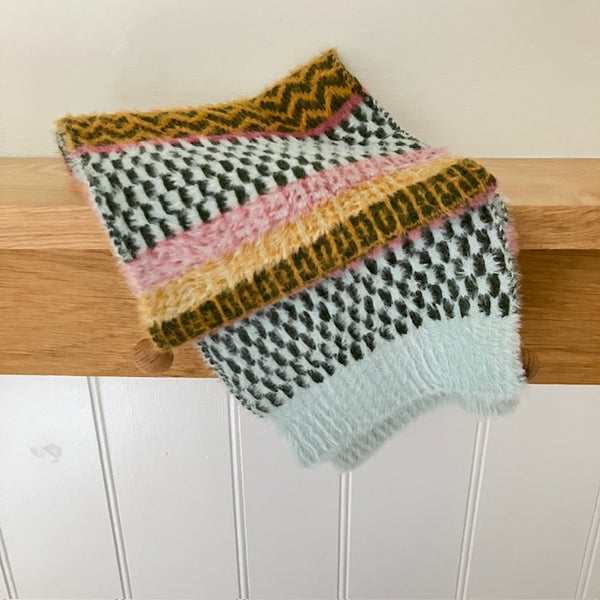 The Heather Scarf is super soft and snuggly material