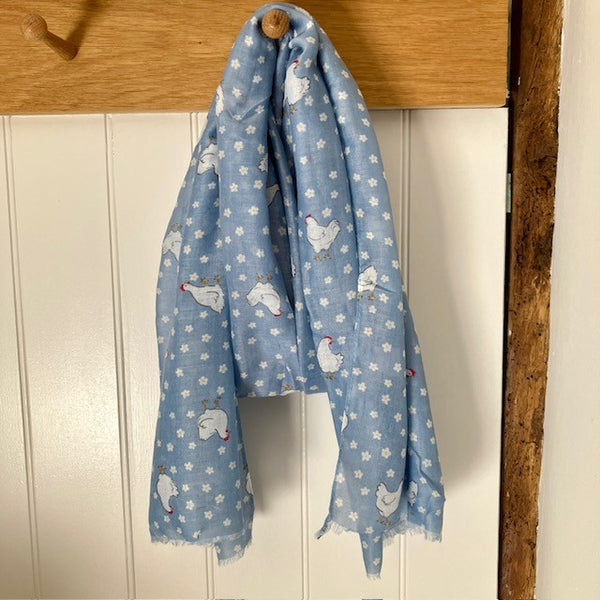 The Henrietta Scarf Blue is a fabulous Spring time scarf that will make the perfect gift for chicken loving gals