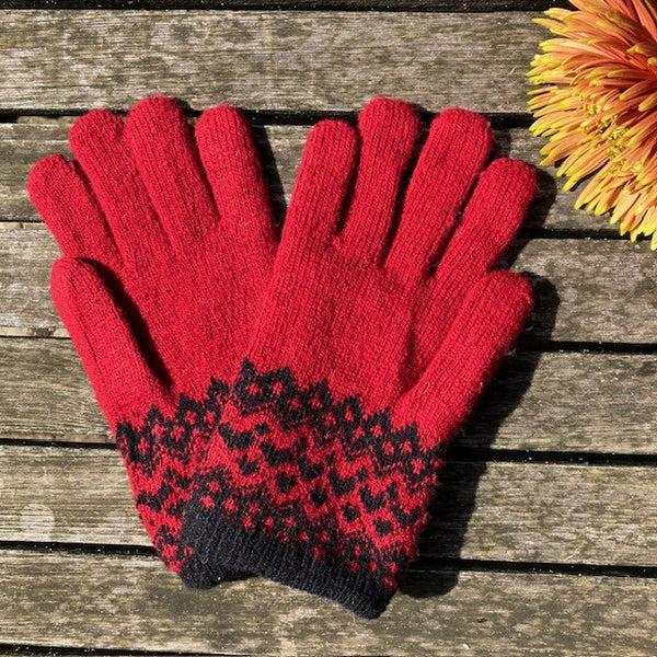 The Hilde Gloves Red & Black are a wonderful warm and Nordic designed glove with a double layer knit