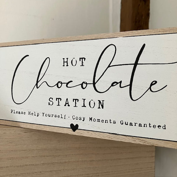 The Hot Chocolate Station Cosy Crate is a handy storage box for hot cocoa essentials