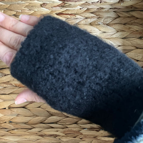 Jenn Boucle Knitted Wrist Warmers Black
