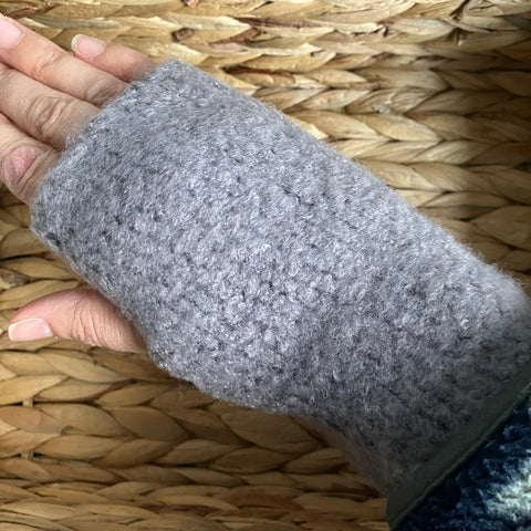 Jenn Boucle Knitted Wrist Warmers Grey