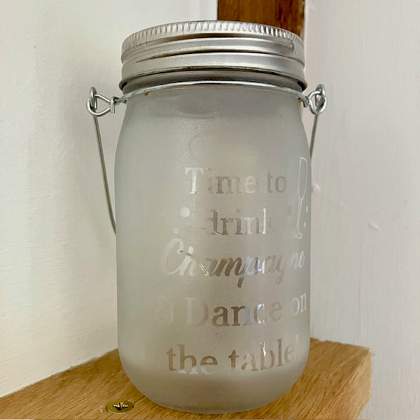 The Motivational Party Message Jam Jar LED Light when not lit